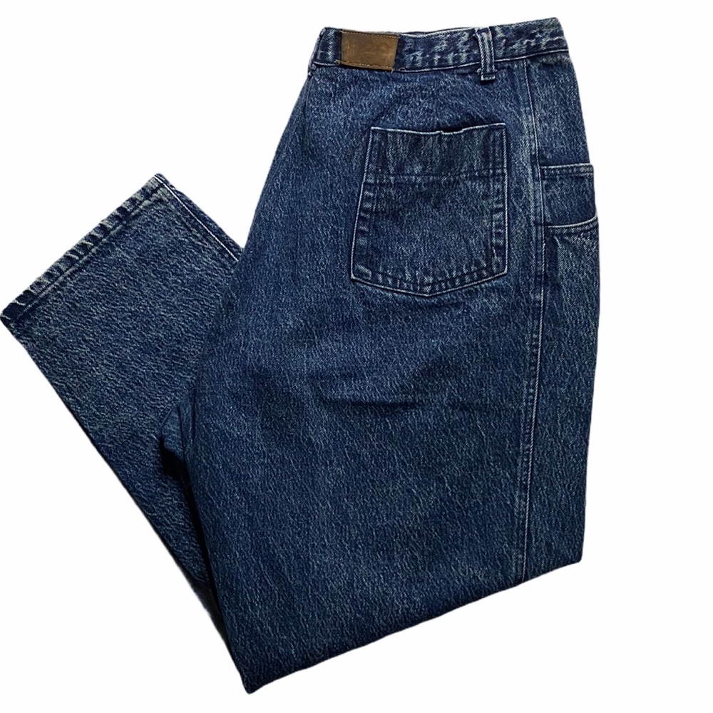 VINTAGE Lee Jeans Womens 38 Blue Acid Wash Denim Pleated Mom Ladies 38x29.5 80s